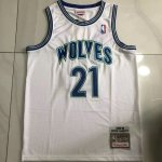 NBA 21 Kevin Garnett Minnesota Timberwolves 1995-96 Maillot blanc bleu